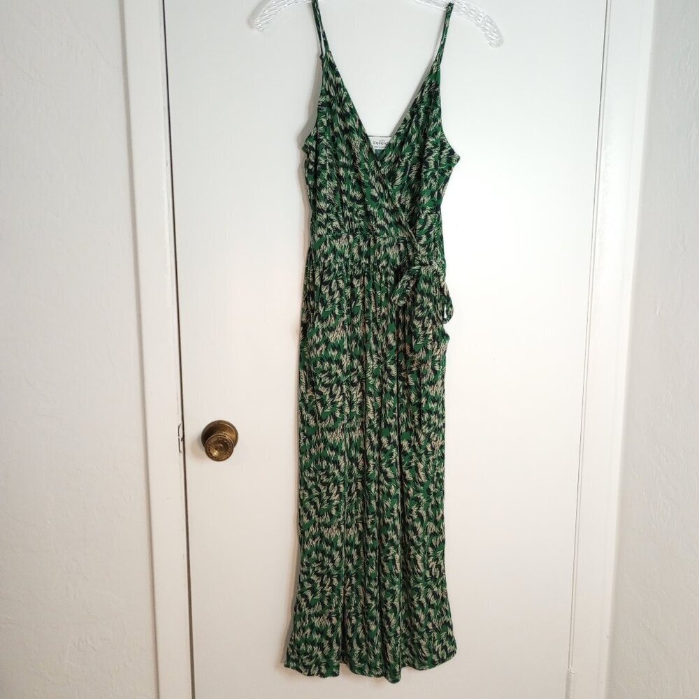 Kaileigh Green Abstract Print Casual Knit Crop Jumpsuit NWOT
